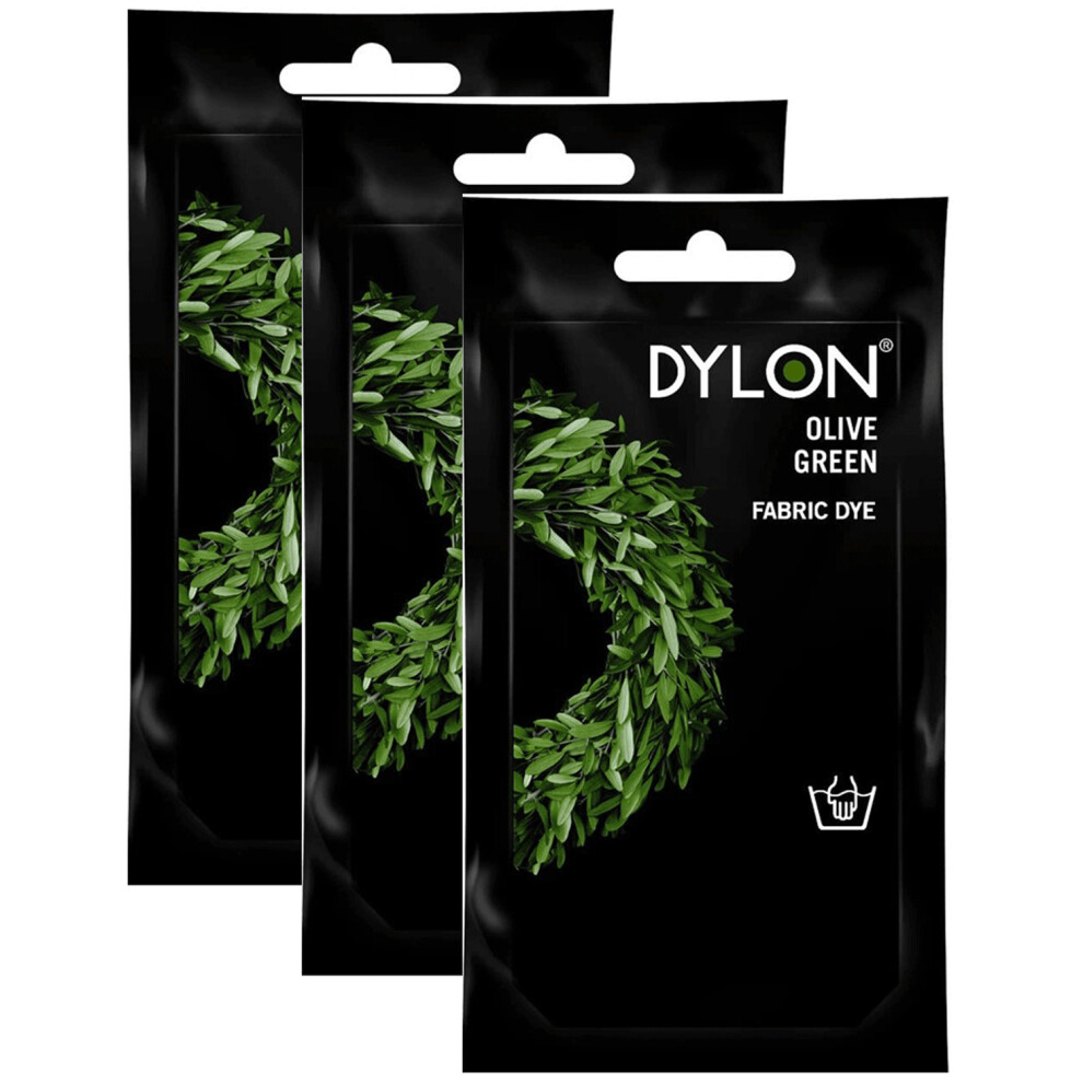 3 x Dylon Hand Fabric Dye Sachet And Soft Furnishing 50g - Olive Green