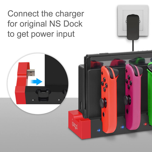(Black) Controller Charger for Joy Con Compatible with Nintendo Switch & Switch OLED Model 2