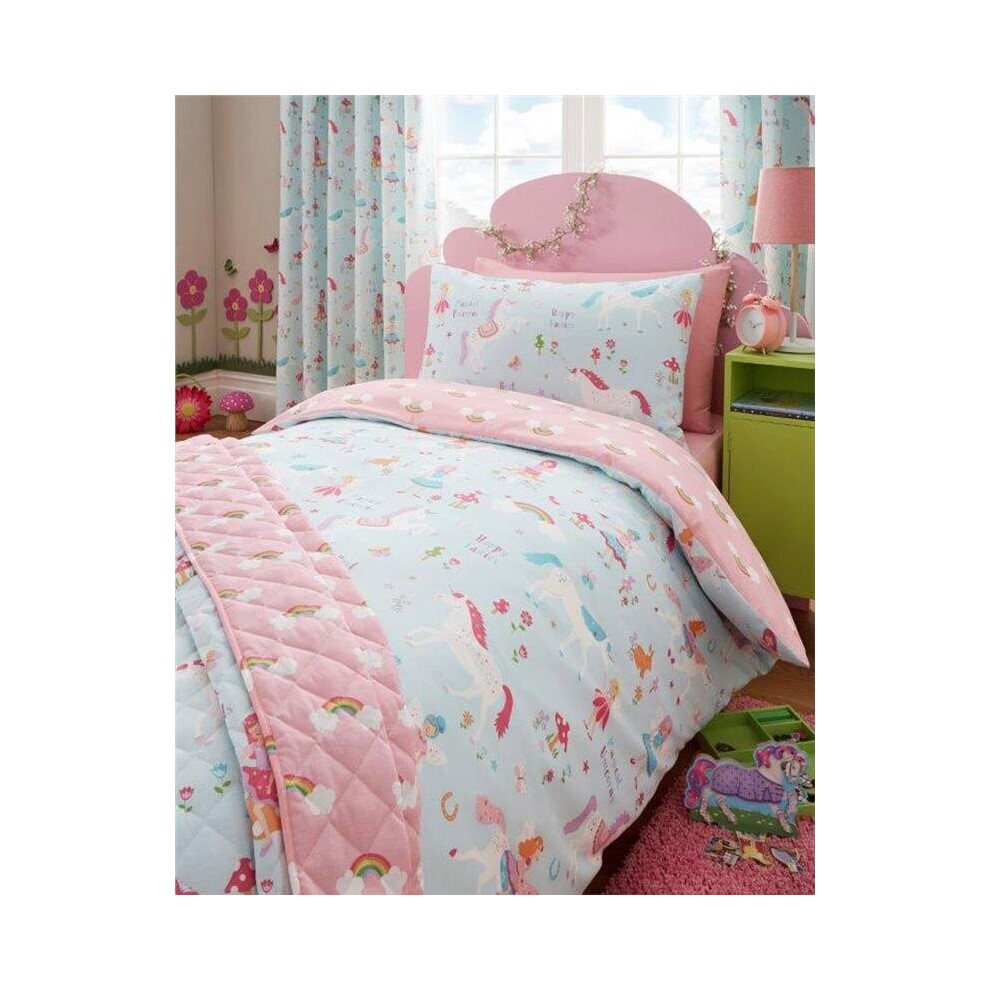 (Duvet Set - Double) Girls duvet cover sets rainbows fairies unicorns bedding & curtains available