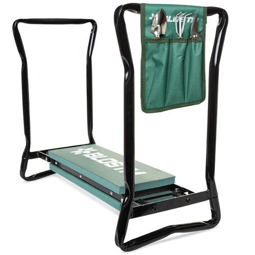 BLOSTM 2 in 1 Garden Foldaway Kneeler Pad & Bench Cushioned Stool Pouch Portable