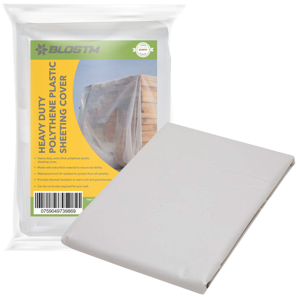 Blostm Heavy Duty Clear Polythene Sheeting 2M X 3M Diy Thick Plastic Protection 1000G
