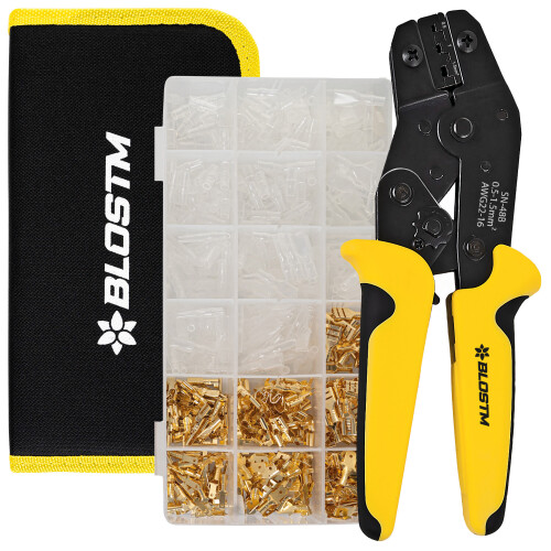 BLOSTM 600 Piece Crimping Tool Set Ratchet Wire 300 Terminal Connectors Cable 2