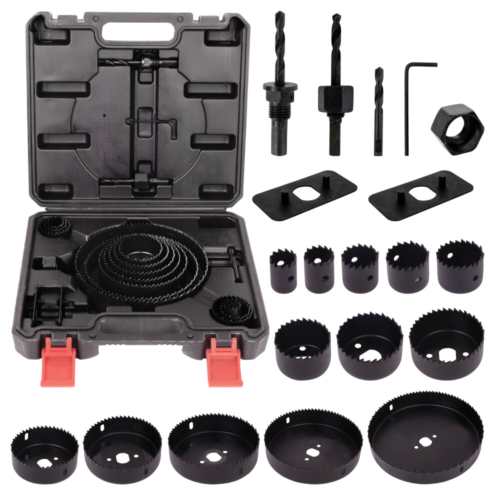 BLOSTM 21PCS Hole Saw Kit Set 19mm - 152mm Drill Bits Circular Cutting Wood PVC