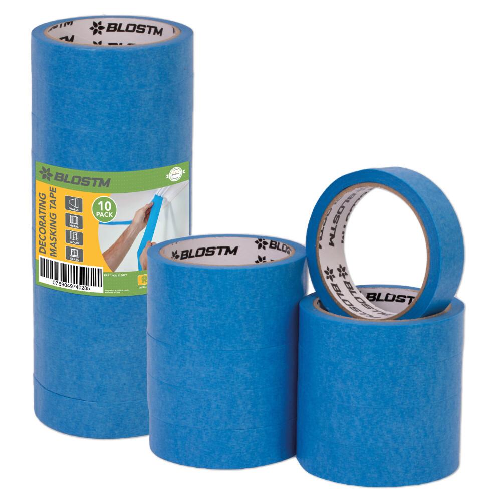 Blostm 10 X Blue Masking Tape Decorating Decorators Tape Painters 24Mm X 20M 759049740285