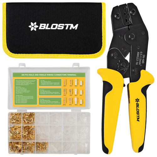 BLOSTM 600 Piece Crimping Tool Set Ratchet Wire 300 Terminal Connectors Cable 1