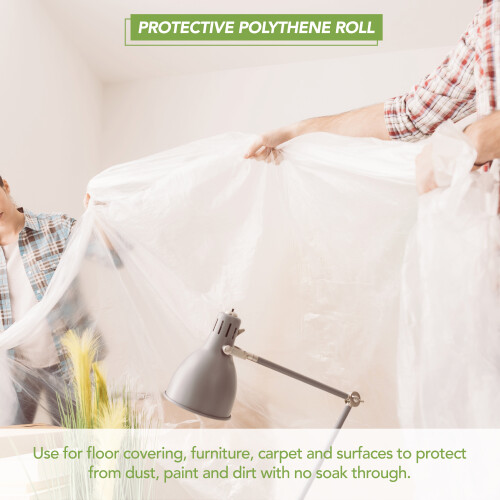 BLOSTM 2x Plastic Dust Sheets Home Decorating Large Rolls Protector DIY 2m x 50m 2