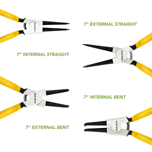BLOSTM 4 x Circlip Pliers 7" Internal External Straight Bent Nose Tip Snap Ring 1