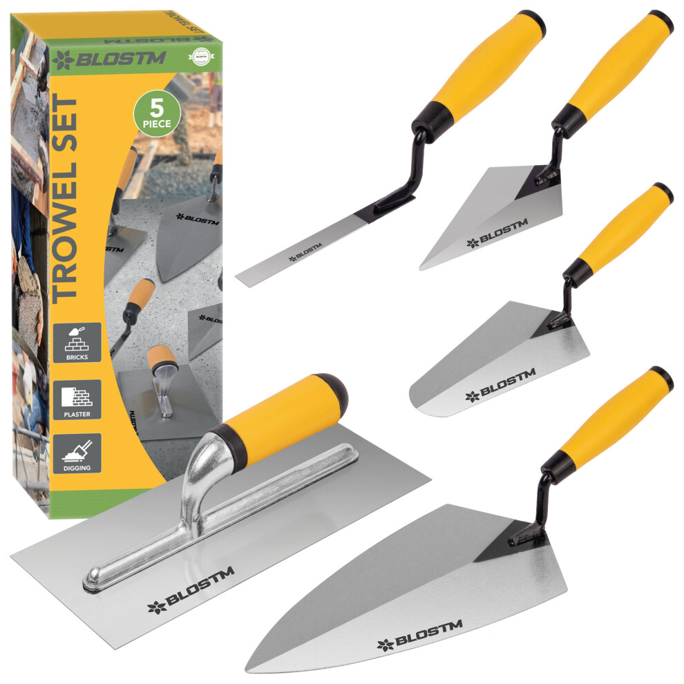 BLOSTM Trowel Set 5 PCS Brick Jointer Pointing Gauging Brick Plastering Trowel