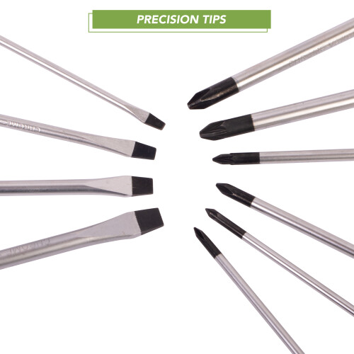 BLOSTM 10 Pc Magnetic Screwdriver Set Chrome Vanadium Steel Tip Various Sizes 1