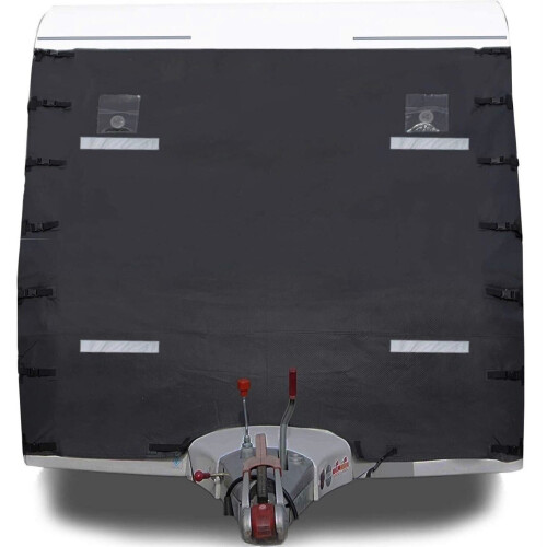 GADLANE Full Caravan Front Towing Cover Universal Protector Black + LED Lights 2