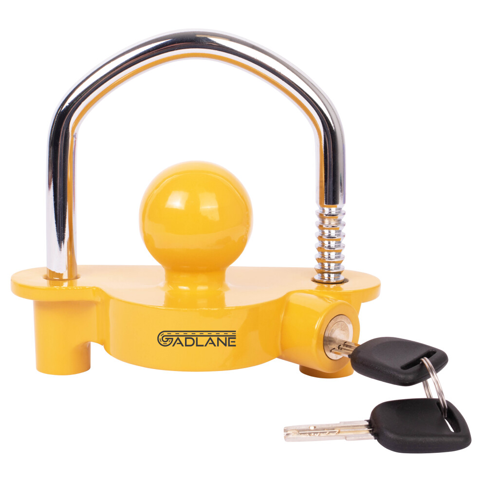 Gadlane Universal Trailer Hitch Lock Caravan Tow Ball Coupling 2 Keys Yellow 5060914440823