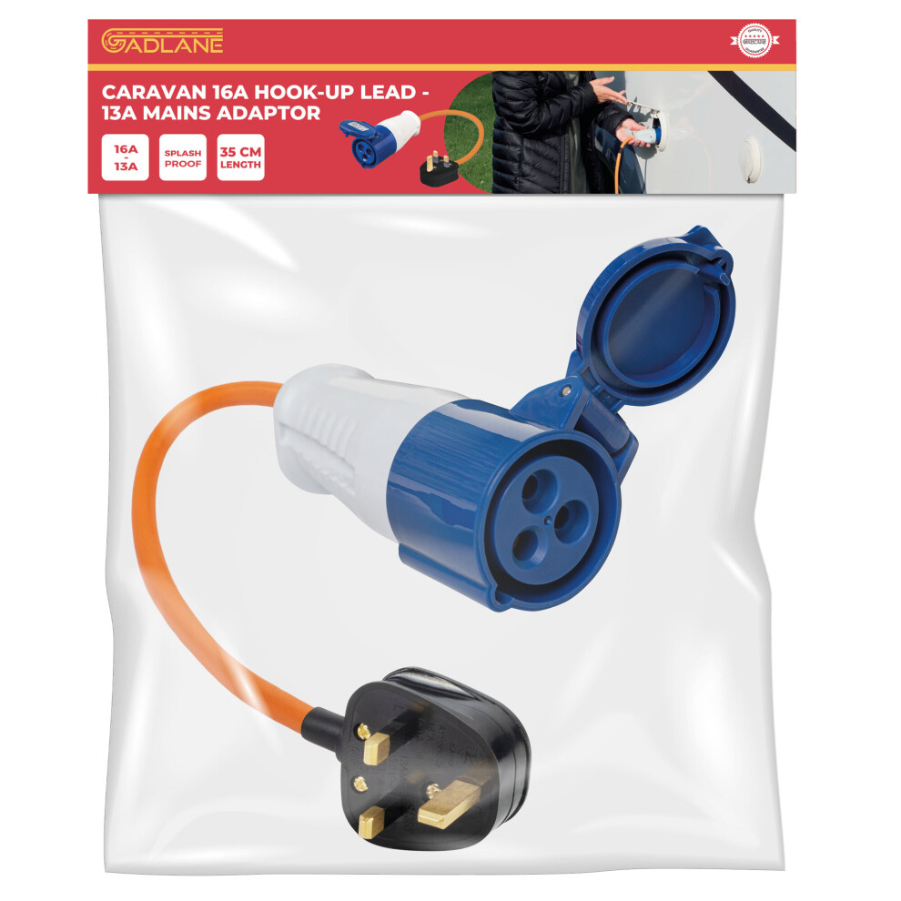 Gadlane Converter Lead 13A Plug 16A Socket Adaptor Caravan 3Pin 240V Uk Camper 745499646369