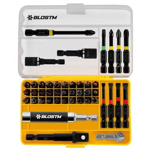 BLOSTM 44 Piece Impact Drill Screw Driver Nut Bit Set 1/4 Hex Shank 2