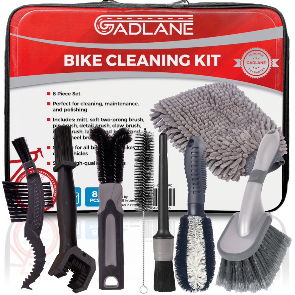 GADLANE 8 Piece Bike Brush Cleaning Kit Bicycle Chain Wheel Wash Brush Tool Set