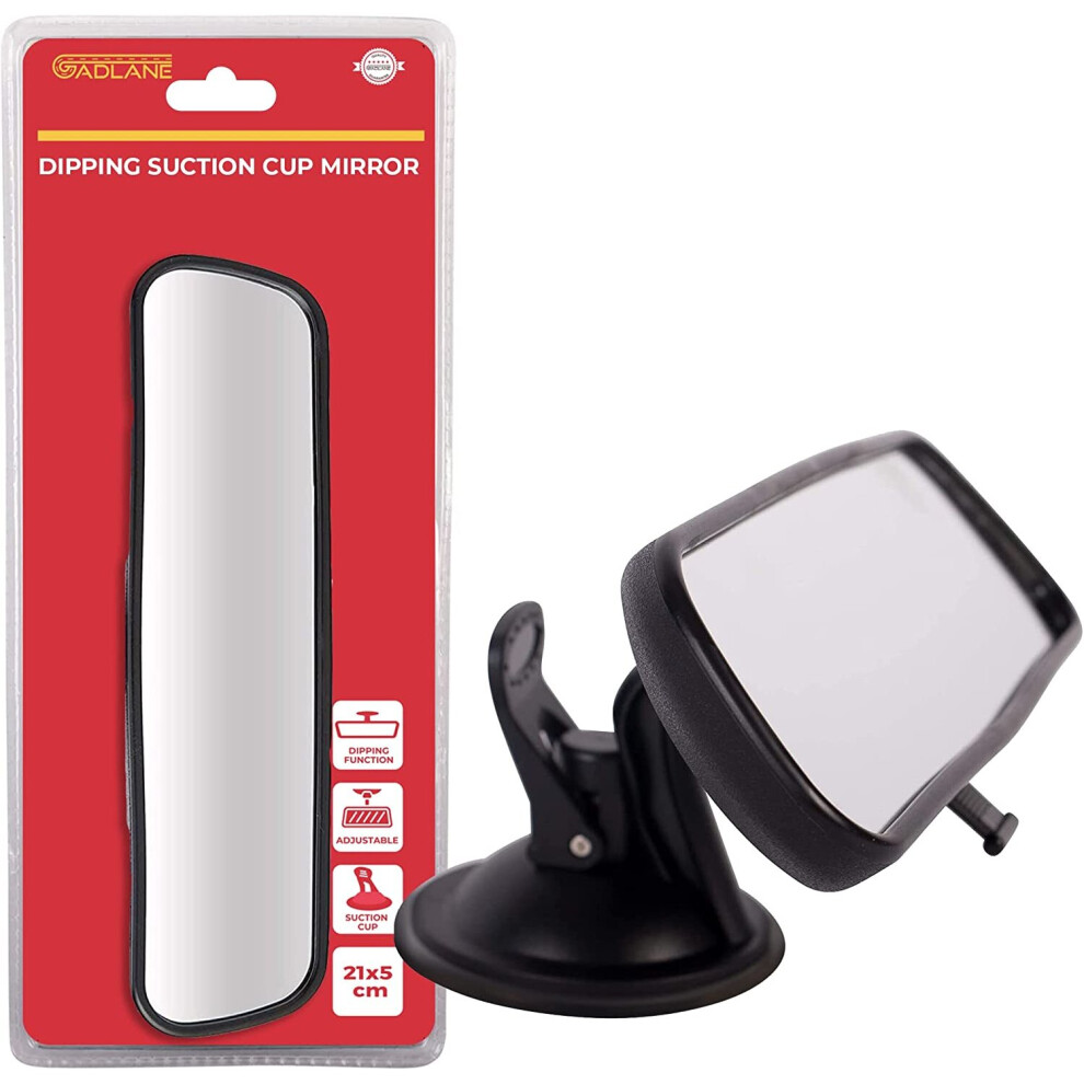 GADLANE Rear View Mirror Dipping Interior Wide Angle Suction Learner Car 21x5cm