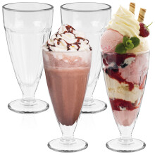 HEFTMAN Ice Cream Sundae Glasses 4 Pack Classic Retro Dessert Bar Milkshake