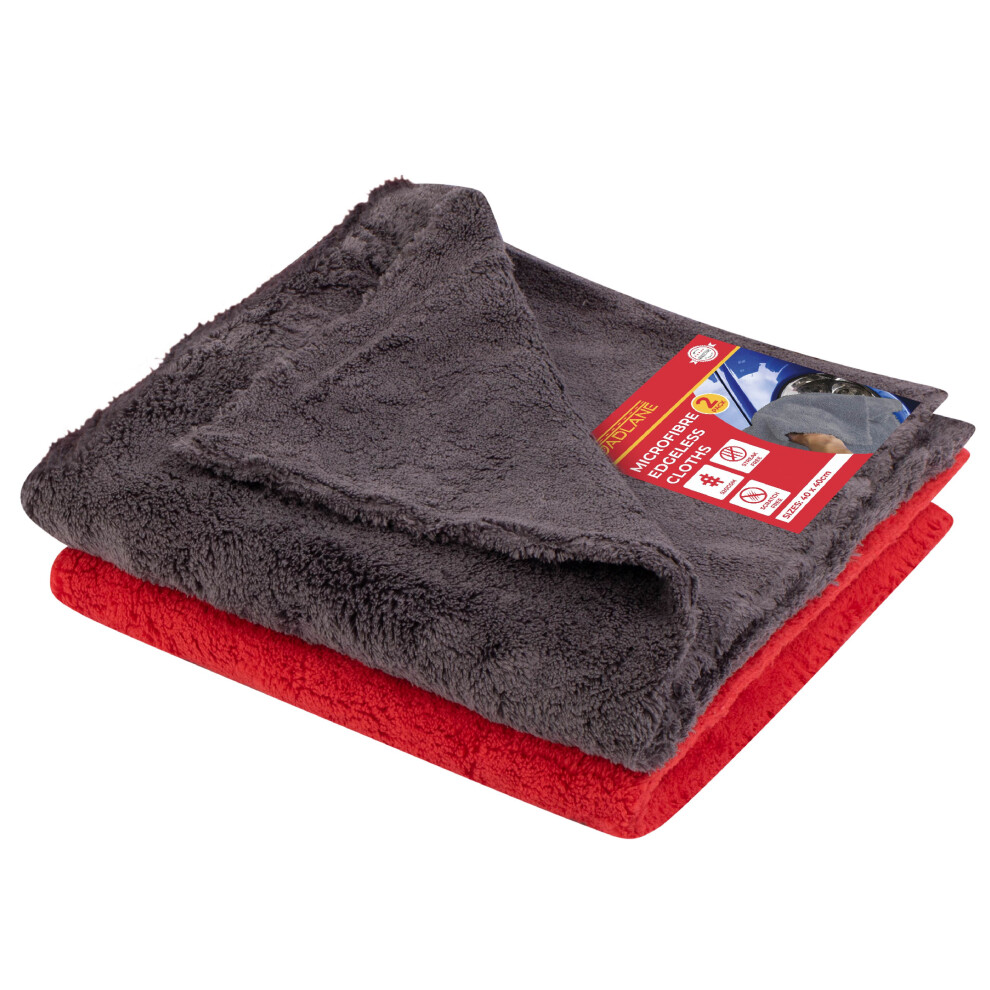 GADLANE Edgeless Car Microfibre Cleaning Cloth 2 Pack 520gsm 40x40cm Polishing