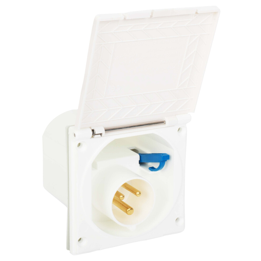 Gadlane 240V 16A White Mains Flush Fit Socket Caravan Camping Splashproof Rv's 5060914441325