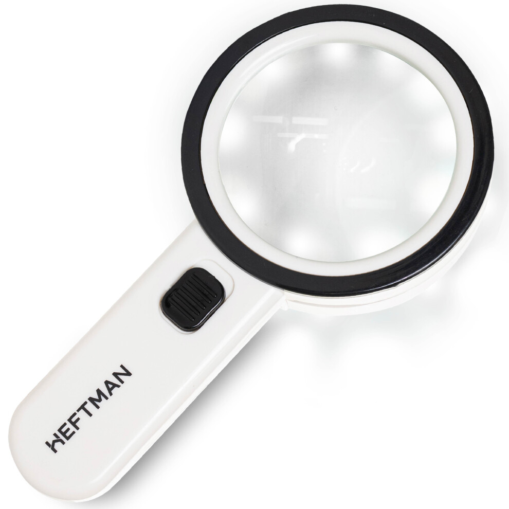 HEFTMAN Magnifying Glass 30X Large 12 LED Light Handheld Reading Magnifier