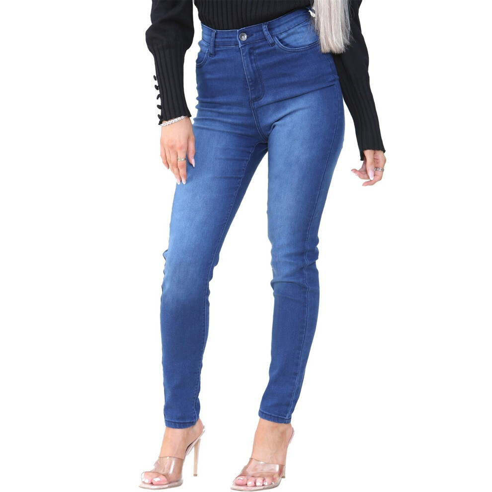Ze Enzo (10, Mid Stonewash) Enzo Womens Slim Fit Flex Denim Jeans