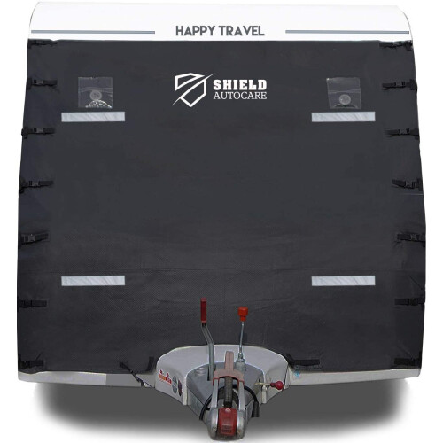 GADLANE Full Caravan Front Towing Cover Universal Protector Black + LED Lights 1