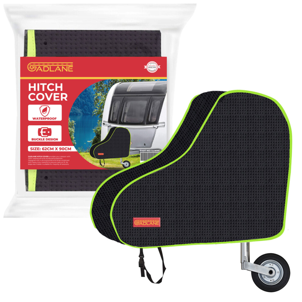 Gadlane Universal Waterproof Caravan Tow Hitch Cover + Strap Strip Black/Green