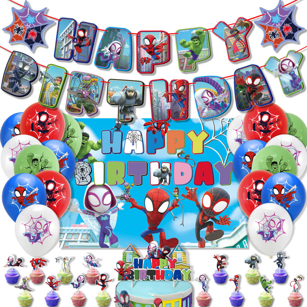 (C Set) Spider Man Theme Birthday Party Decoration Supplies