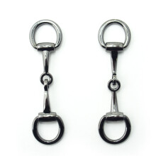 HAND No.14513 Gunmetal Tone Metal Hinged Equestrian Buckles - 80 x 20 mm - 2 Pieces