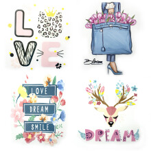 HAND A Pack of Large 12 x 12cm Colourful Hobby Fashion Iron-On Transfers for T-Shirts, Clothing and Accessories - Pack of 32