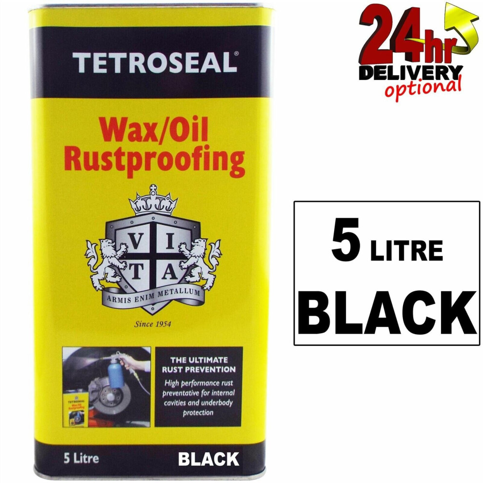 Tetroseal WaxOil Black 5L Car Rust Proofing Rustproof Wax/Oil Protection