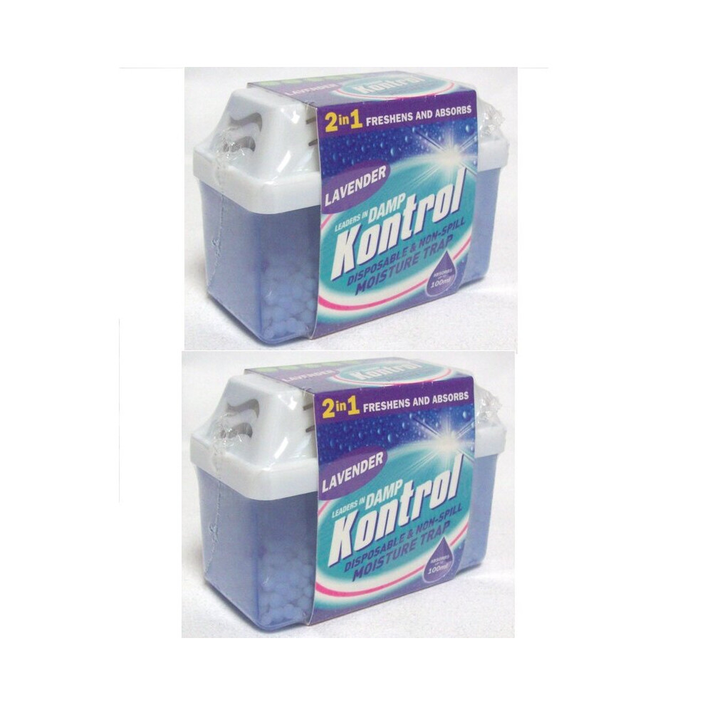 2 x Kontrol 2in1 Mini Moisture Trap Freshens and Absorbs Damp Lavender
