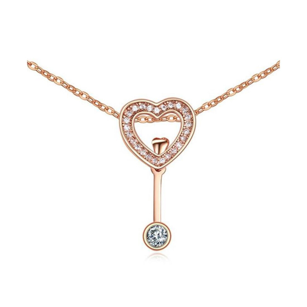 Rose Gold Ladies Necklace Love Heart Pendant