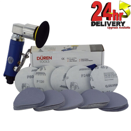 75mm Mini DA Air Sander (3") 25 Mix Sanding Discs Car Body