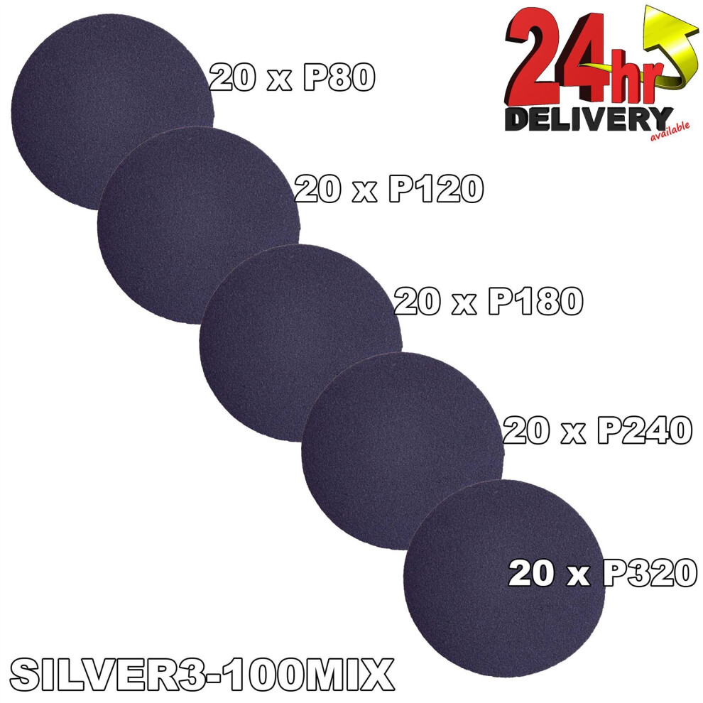 Mirka Q.silver 77Mm (3") P80 - P320 Grit 25X Plain Hooknloop Sanding Discs 3870427398502