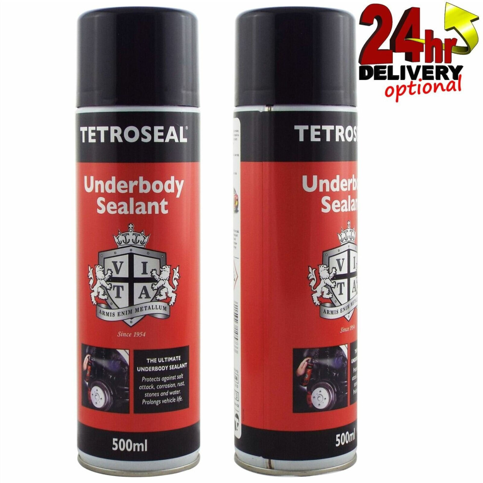Tetroseal Aerosol Underbody Sealant X2 Car Underseal Spray 500Ml Seal Protection Black 5060859870440