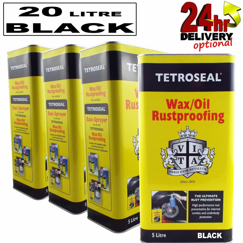 Tetroseal Black Waxoil 20L Car Rust Proofing Rustproof Wax/Oil Protection