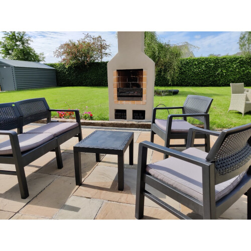 GARDEN FURNITURE PATIO SET 4 PIECE TABLE 2 SEAT SOFA 2 CHAIRS RATTAN EFFECT on OnBuy