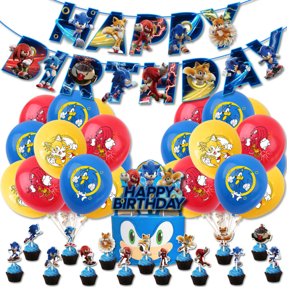 (B Set) Sonic Theme Birthday Party Decoration Supplies