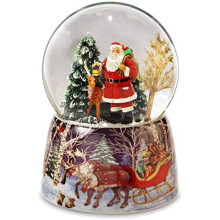 Santa and Reindeer Christmas Snow Globe od The San Francisco Music Box Company