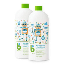 Babyganics Schuimafwasmiddel Navulling, Geurvrij, Plantenafgeleid, Verwijdert Gedroogde Melk, 32 Fl Oz (2-pack)