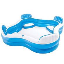 Intex 12-56475NP Swim Center Family Lounge Inflatable Pool, 90" X 90" X 26", for Ages 3+