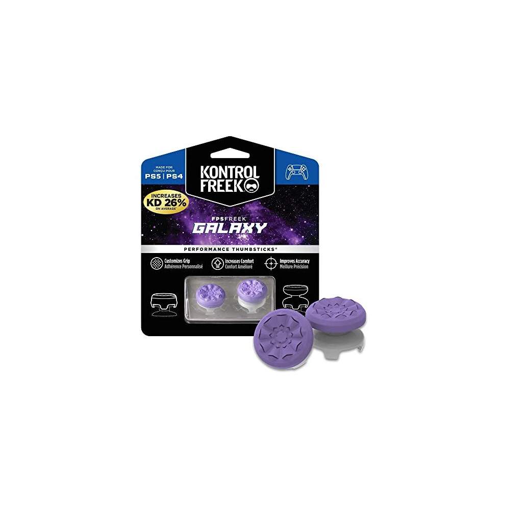 KontrolFreek FPS Freek Galaxy Purple for PlayStation 4 (PS4) and PlayStation 5 (PS5) | Performance Thumbsticks | 1 High-Rise, 1 Mid-Rise | Purple