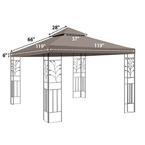 Αντικατάσταση Κάλυμμα 10'X10' για Γκαζebo με Διπλά Στρώματα-Taupe 1