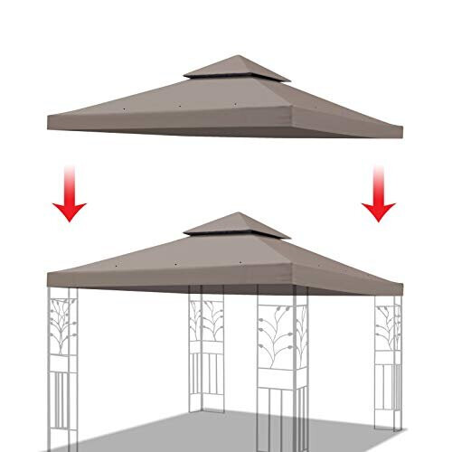 Αντικατάσταση Κάλυμμα 10'X10' για Γκαζebo με Διπλά Στρώματα-Taupe 2