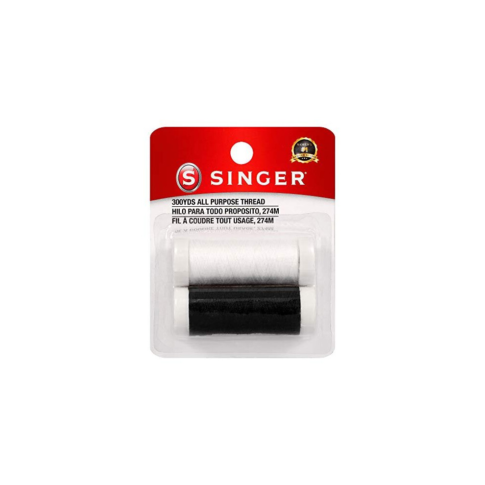 SINGER 60450 Hand Sewing Polyester Thread, 150-Yards each, Black & White