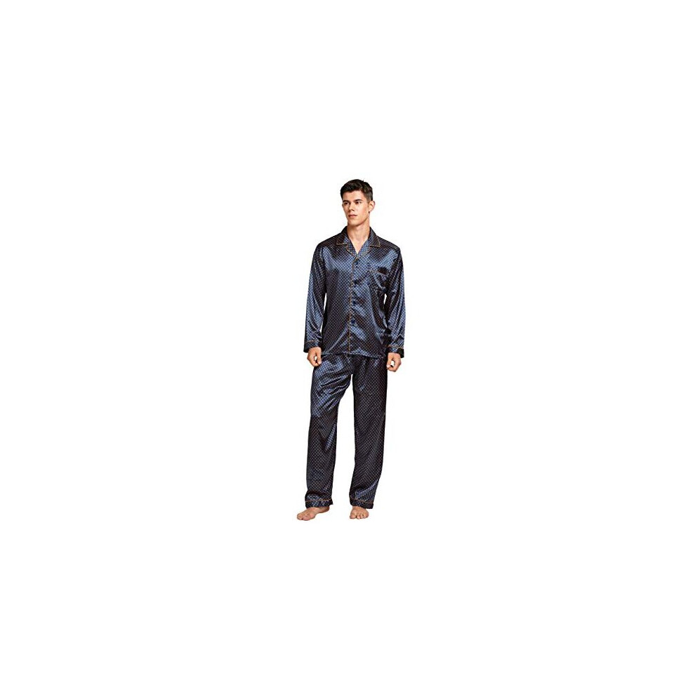 Ensemble de pyjama en satin classique pour homme TONY & CANDICE (bleu/dor?, XL)