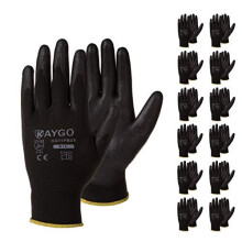 Gants de travail de securite kaygo PU revetus-12 paires kg11pb gant en tricot transparent avec une poignee lisse enduite de polyurethane sur la p