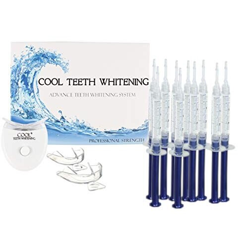 Cool Teeth Whitening Kit (10) Syringes of 44 Carbamide Peroxide Gel (1) LED Accelerator Light