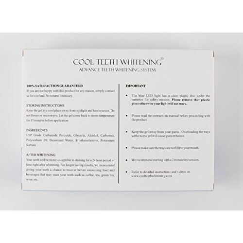 Cool Teeth Whitening Kit (10) Syringes of 44 Carbamide Peroxide Gel (1) LED Accelerator Light