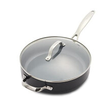 GreenPan Valencia Pro Twardo anodowany Zdrowy ceramiczny Nonstick 4,5 QT Saute Pan Jumbo Kuchenka z pokrywka Bez PFAS Indukcja Mozna myc w zmywar